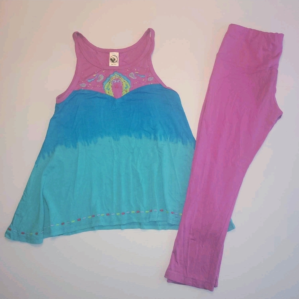Limeapple 10 12 Embroidered Swing tank and leggings set Ombre Blue Purple